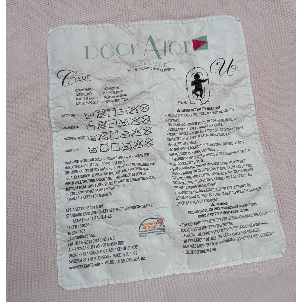 DockATot Deluxe Plus Case Lounger Cover Only 100% Cotton Baby Pink Replacement - Picture 5 of 7
